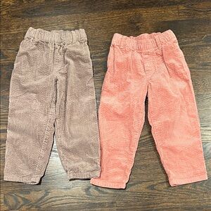 H&M - Kids Corduroy Pants Set - Pink and Tan